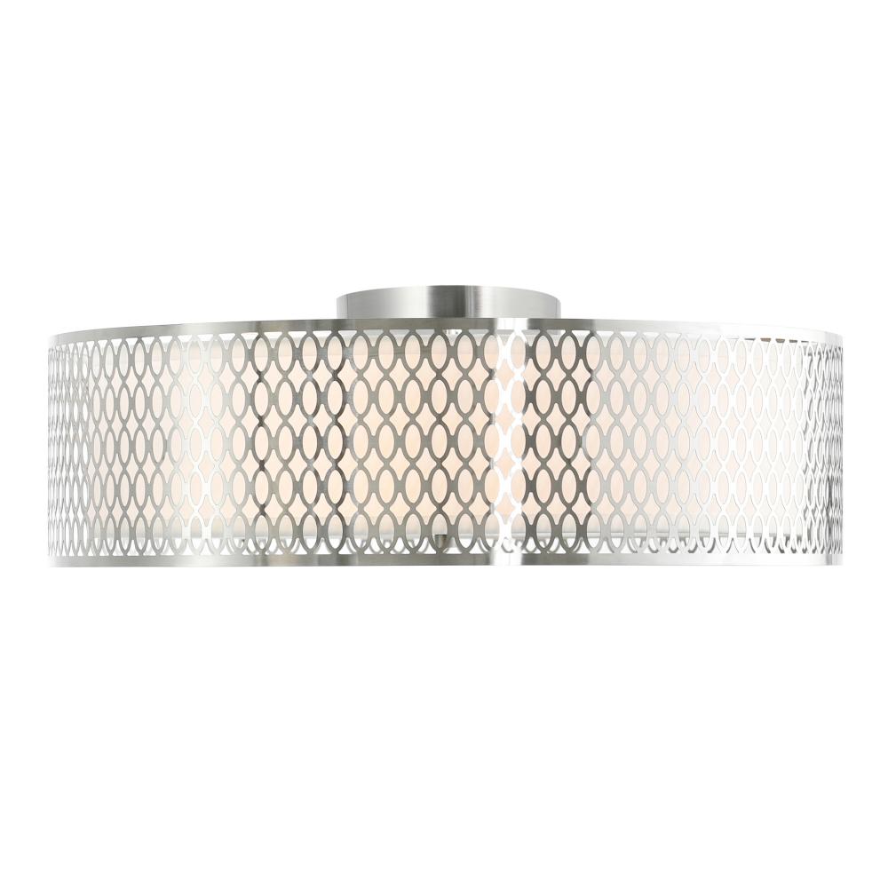 Mikayla 5 Light Drum Shade Flush Mount With Satin Nickel Finish