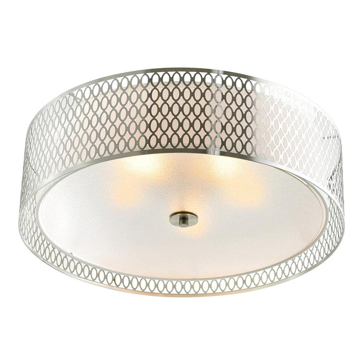 Mikayla 5 Light Drum Shade Flush Mount With Satin Nickel Finish