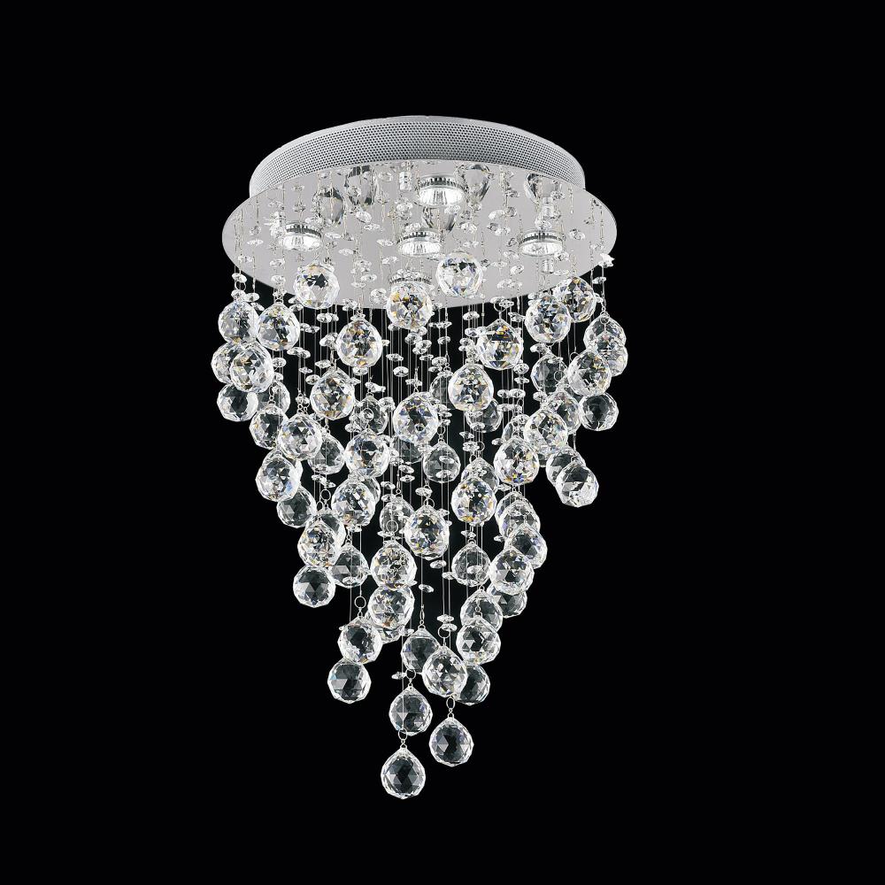 Rain Drop 5 Light Flush Mount With Chrome Finish