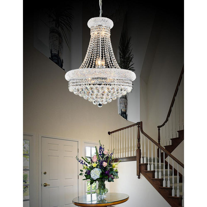 Empire 18 Light Down Chandelier With Chrome Finish