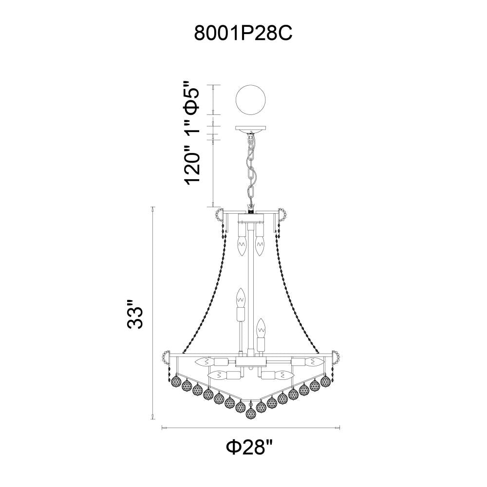 Empire 18 Light Down Chandelier With Chrome Finish