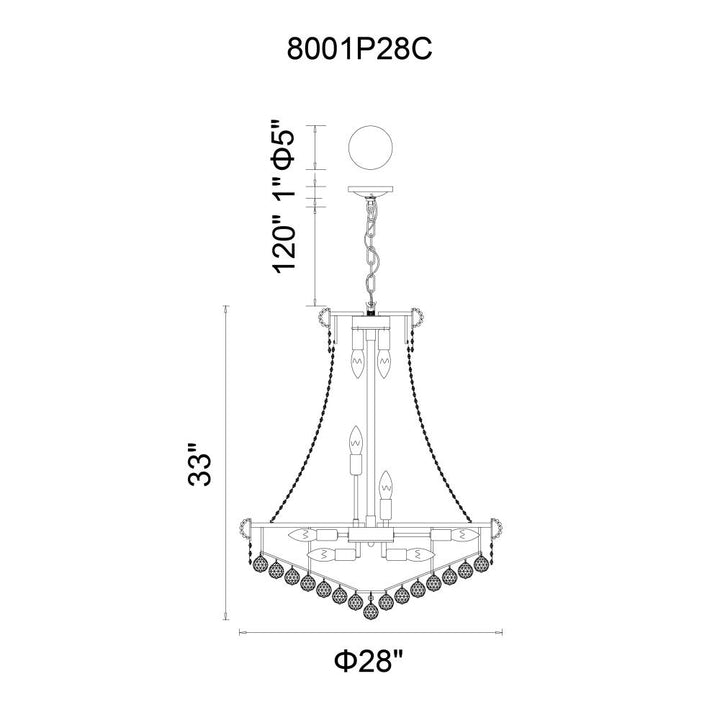 Empire 18 Light Down Chandelier With Gold Finish
