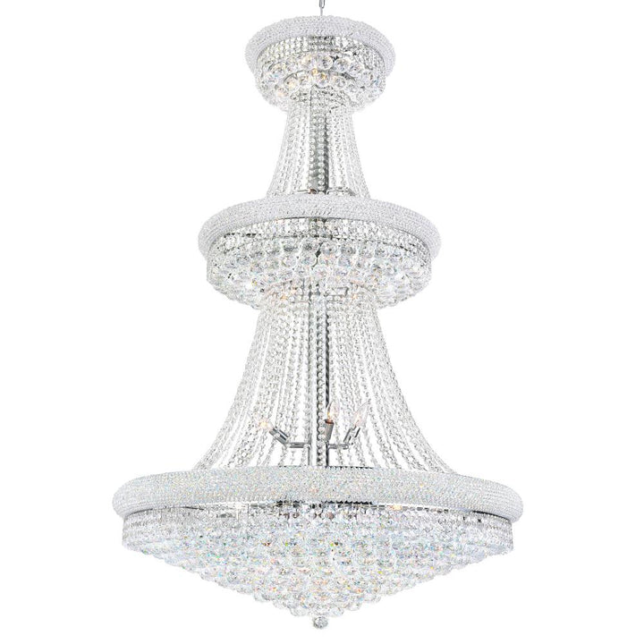 Empire 34 Light Down Chandelier With Chrome Finish