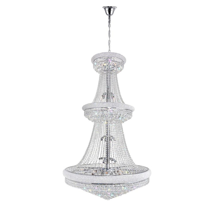 Empire 38 Light Down Chandelier With Chrome Finish