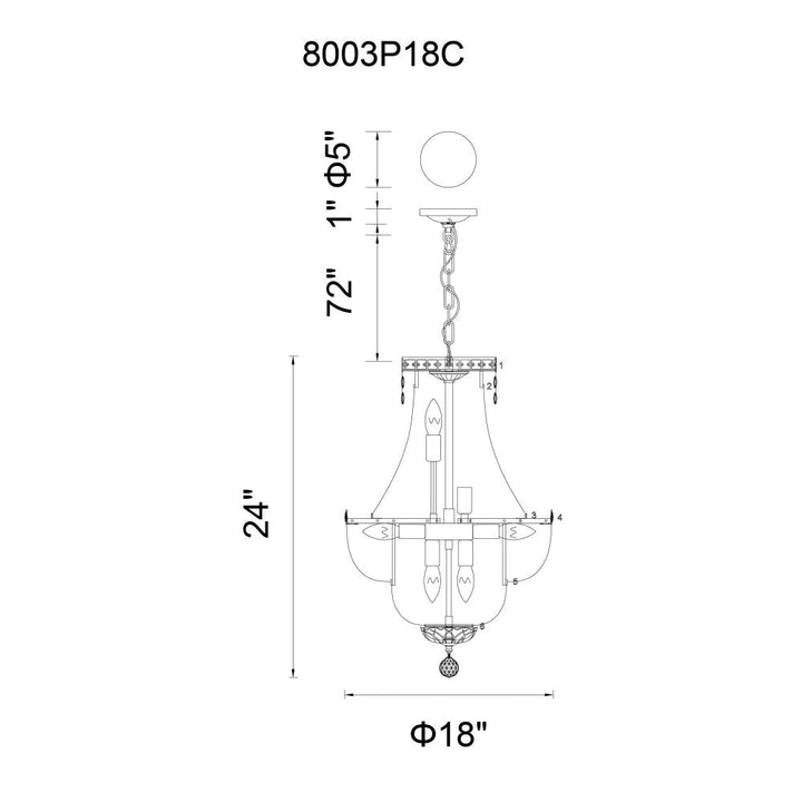 Stefania 8 Light Down Chandelier With Chrome Finish