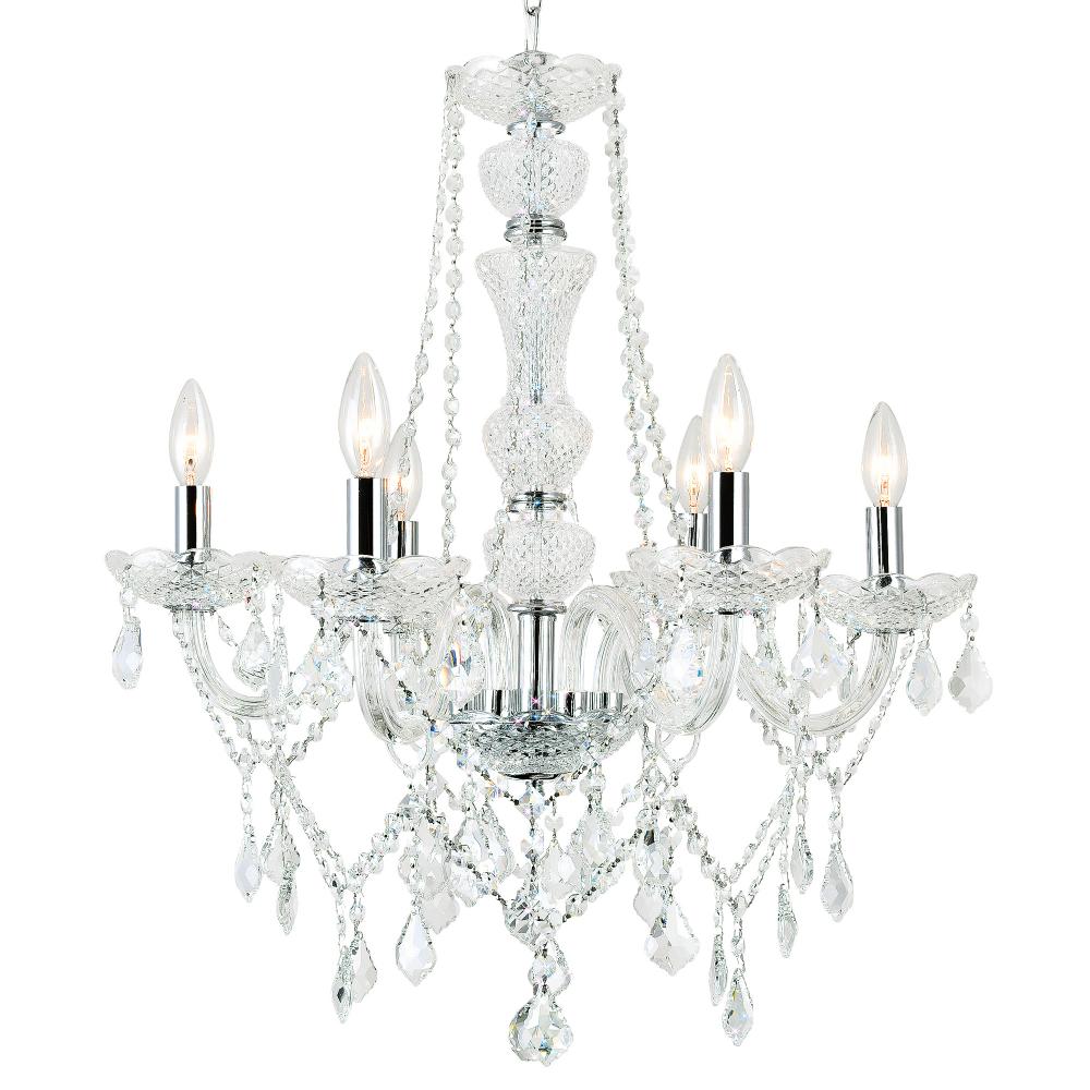 Princeton 6 Light Down Chandelier With Chrome Finish