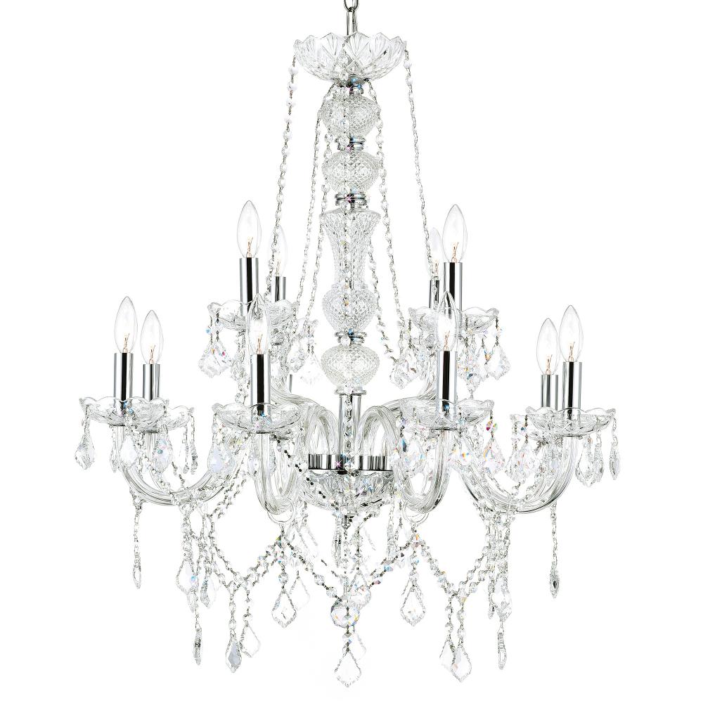 Princeton 12 Light Down Chandelier With Chrome Finish