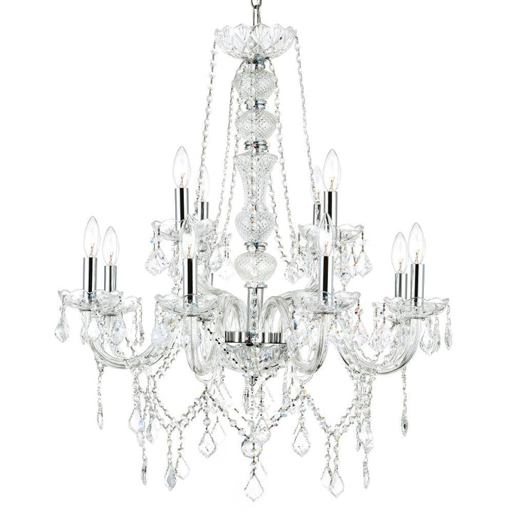 Princeton 12 Light Down Chandelier With Chrome Finish