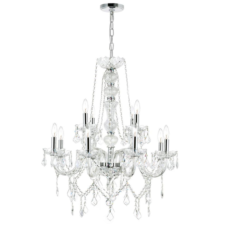 Princeton 12 Light Down Chandelier With Chrome Finish