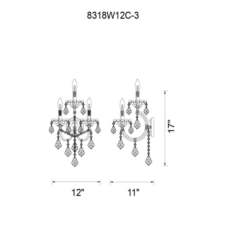 Maria Theresa 3 Light Wall Sconce With Chrome Finish