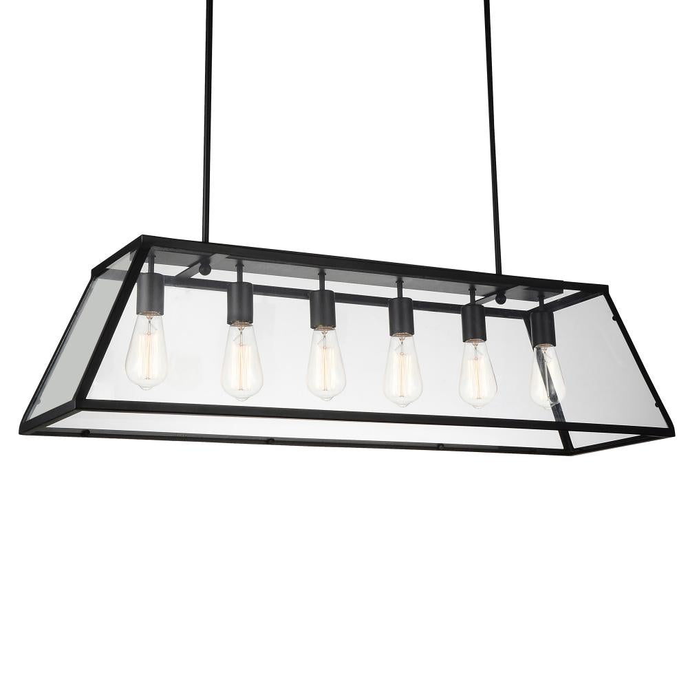 Alyson 6 Light Down Chandelier With Black Finish