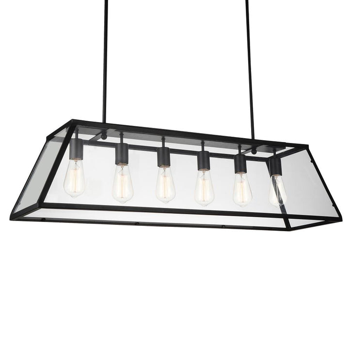 Alyson 6 Light Down Chandelier With Black Finish