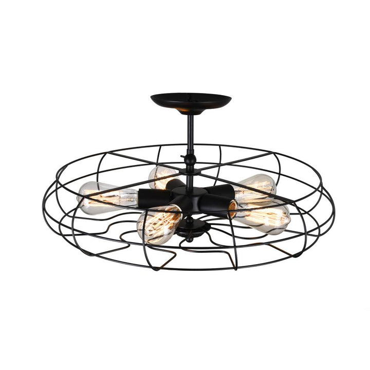 Pamela 5 Light Flush Mount With Black Finish
