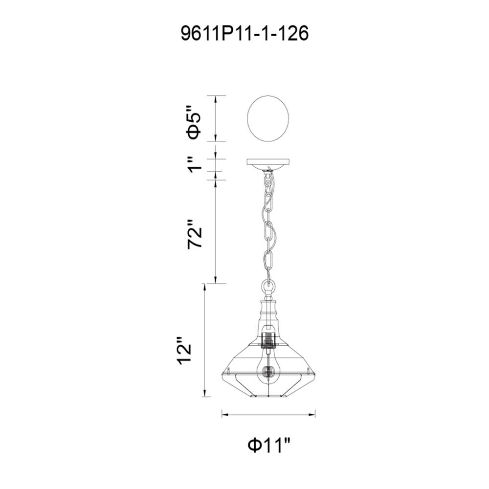 Morgan 1 Light Down Mini Pendant With Black Finish