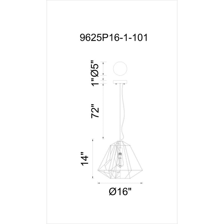Bagheera 1 Light Down Pendant With Black Finish