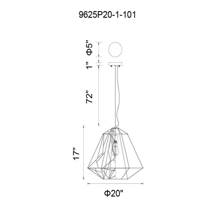 Bagheera 1 Light Down Pendant With Black Finish