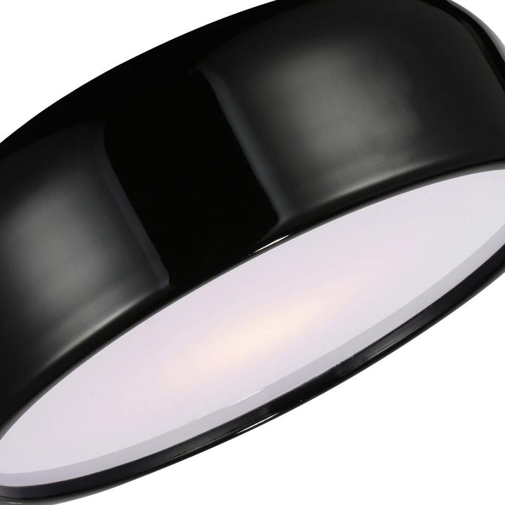 Campton 2 Light Drum Shade Flush Mount With Black Finish