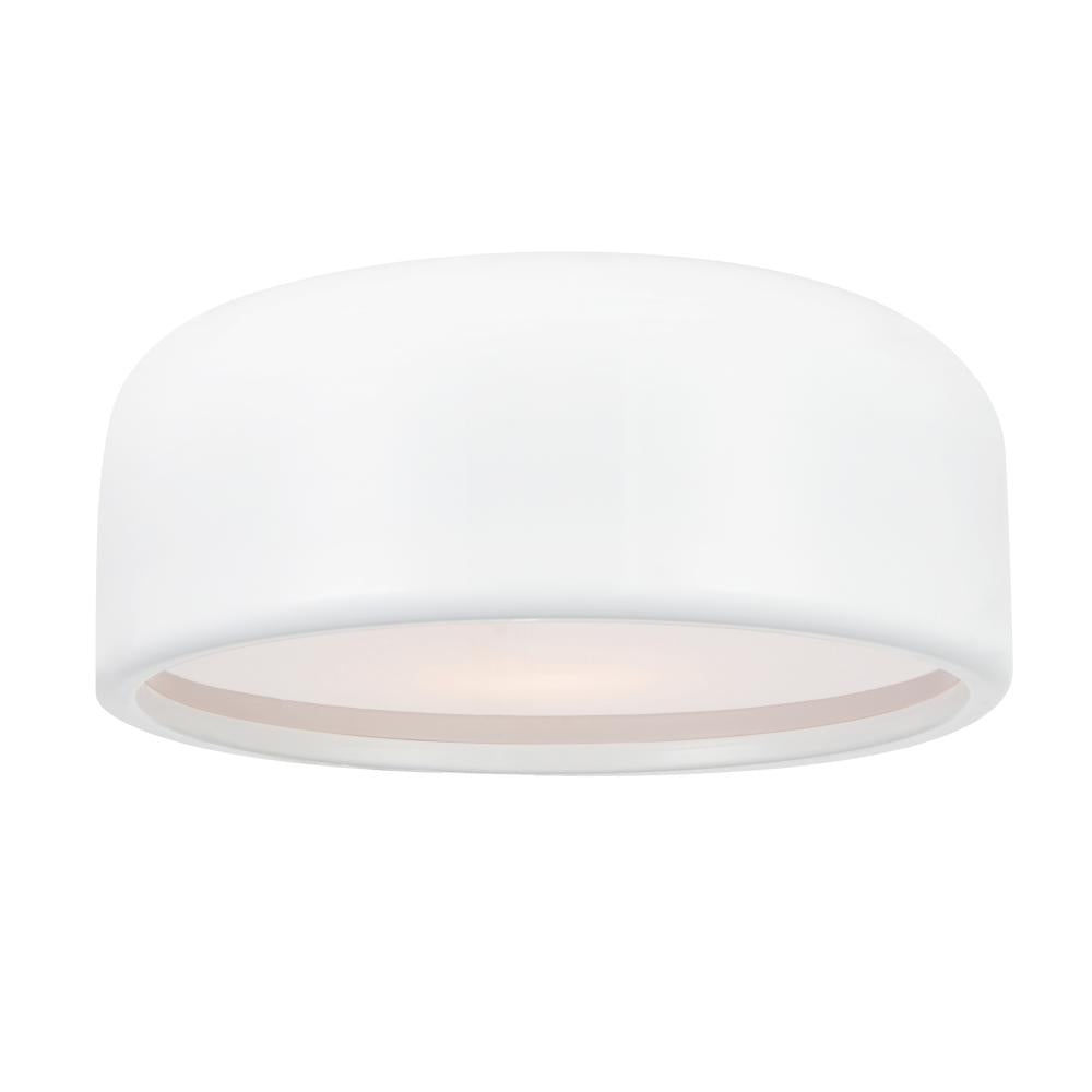 Campton 2 Light Drum Shade Flush Mount With White Finish