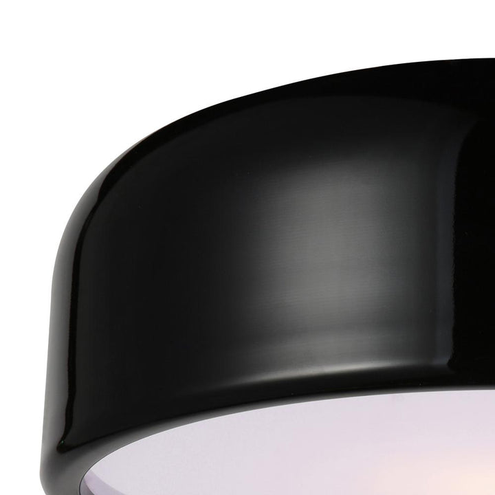 Campton 3 Light Drum Shade Flush Mount With Black Finish