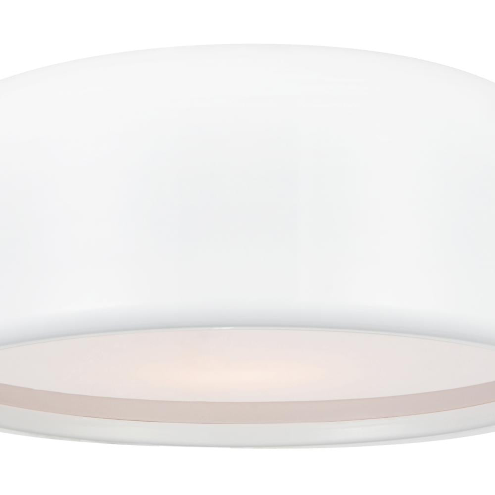 Campton 3 Light Drum Shade Flush Mount With White Finish