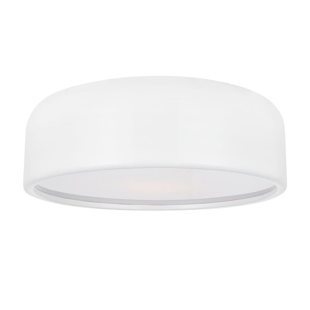 Campton 3 Light Drum Shade Flush Mount With White Finish