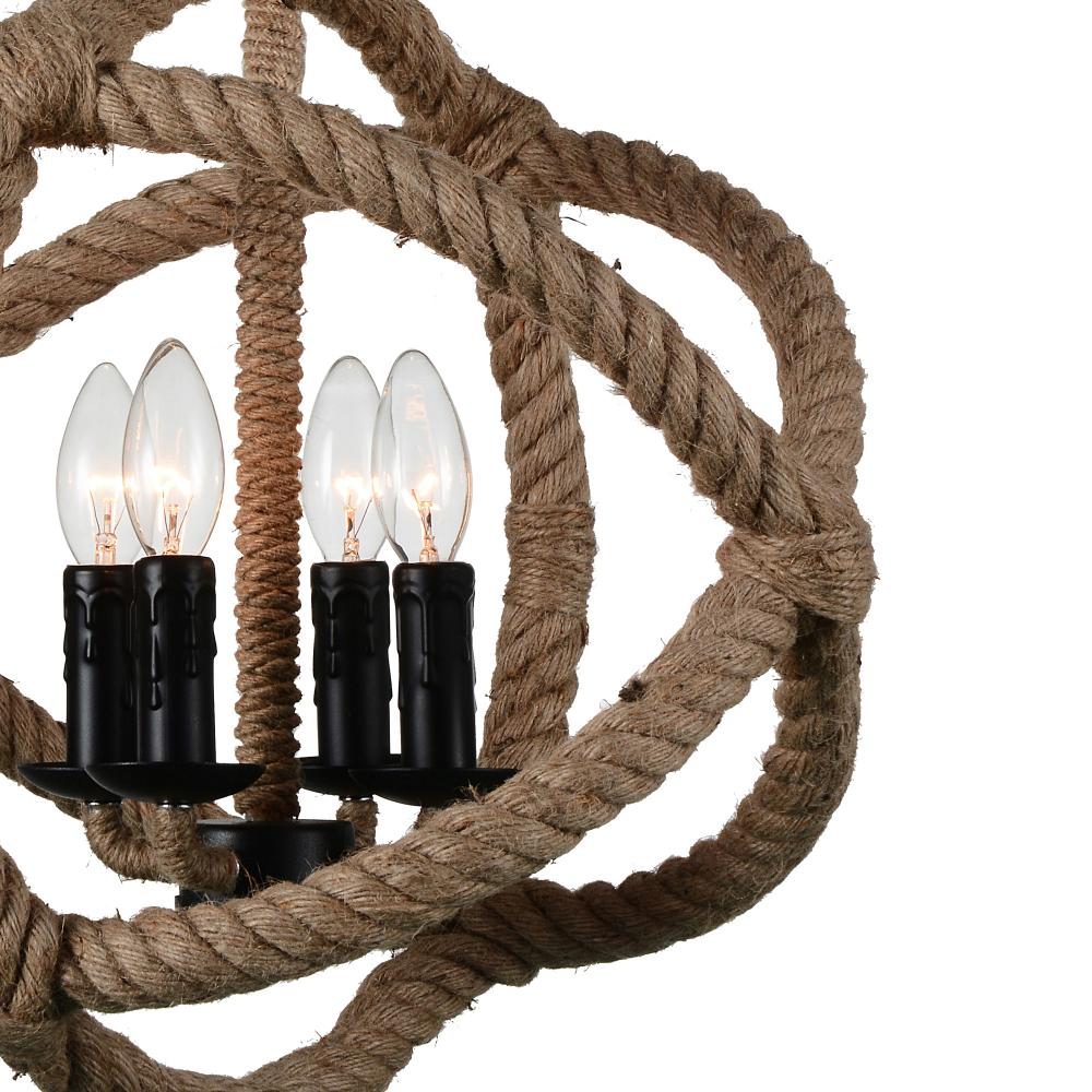 Padma 4 Light Up Chandelier With Black Finish