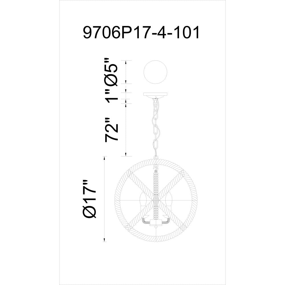 Padma 4 Light Up Chandelier With Black Finish