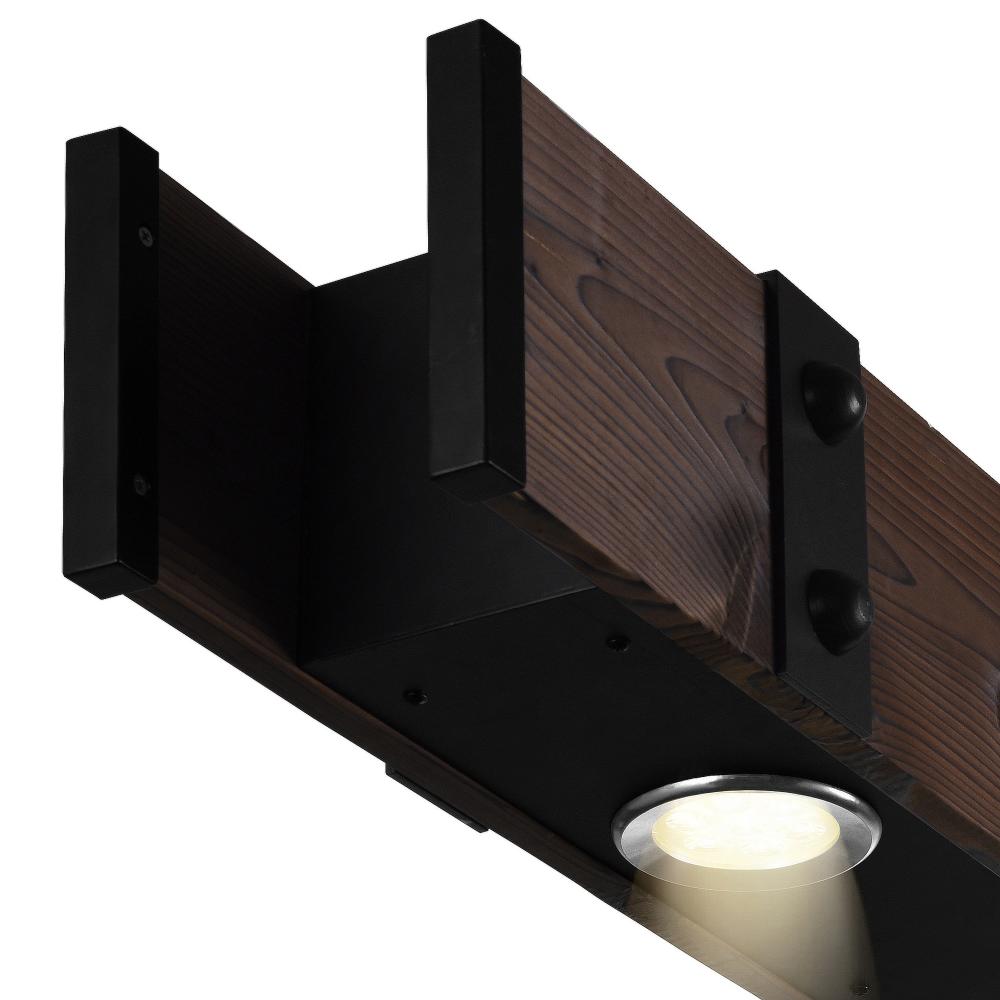 Pago Drum Shade Island Light With Black & Wood Finish