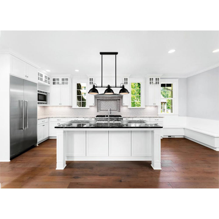 Strum 3 Light Island Chandelier With Black Finish