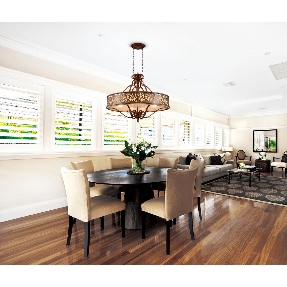 Nicole 6 Light Drum Shade Chandelier With Brushed Chocolate Finish