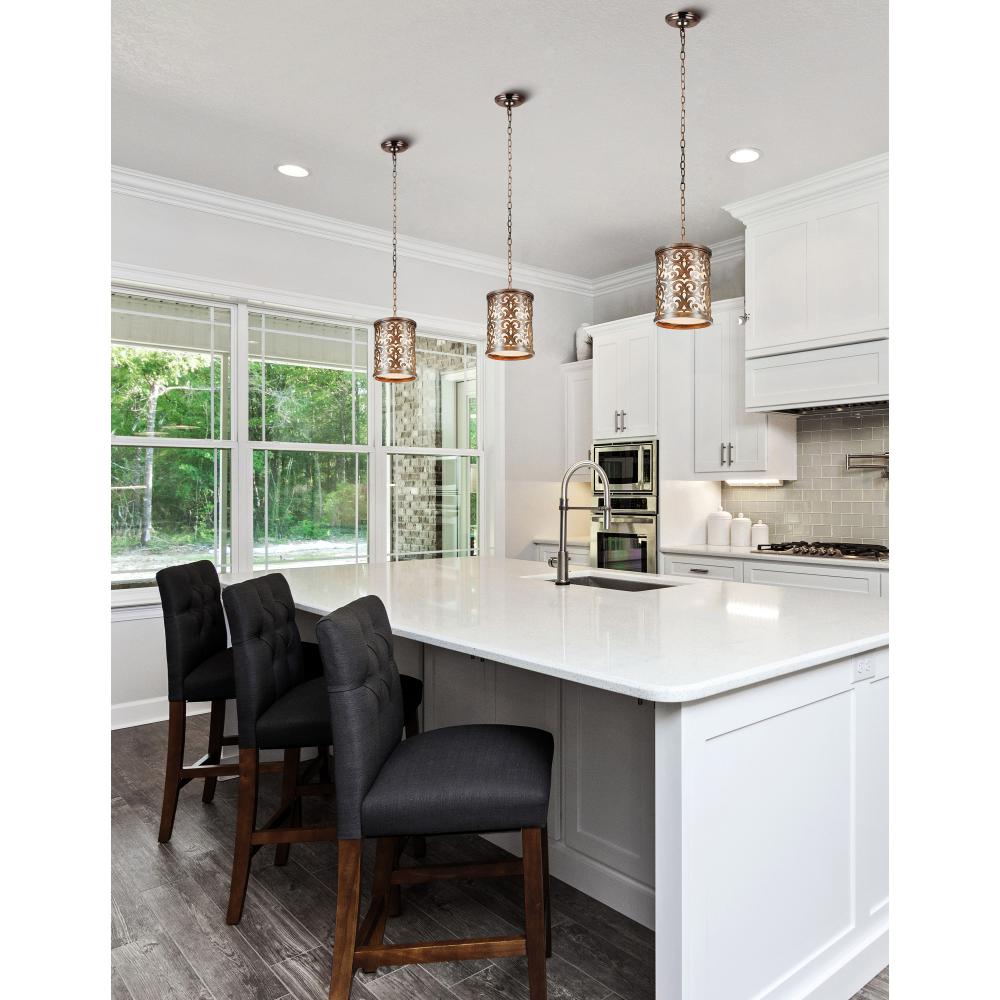 Nicole 1 Light Drum Shade Mini Pendant With Brushed Chocolate Finish