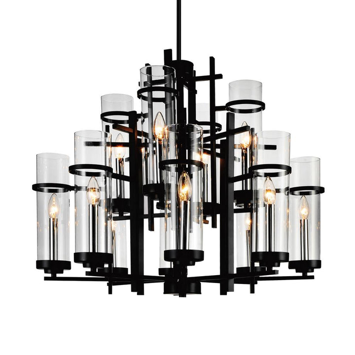 Sierra 12 Light Up Chandelier With Black Finish