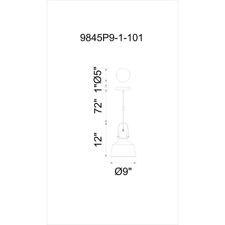 Elisa 1 Light Down Pendant With Black Finish