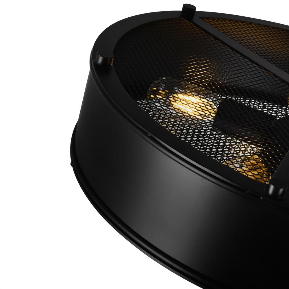 Tigris 3 Light Drum Shade Flush Mount With Black Finish