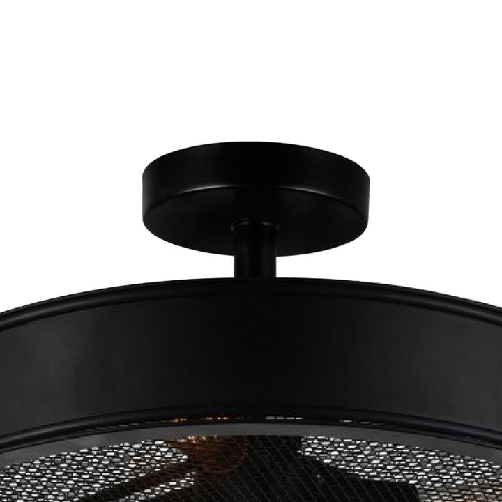 Tigris 3 Light Drum Shade Flush Mount With Black Finish