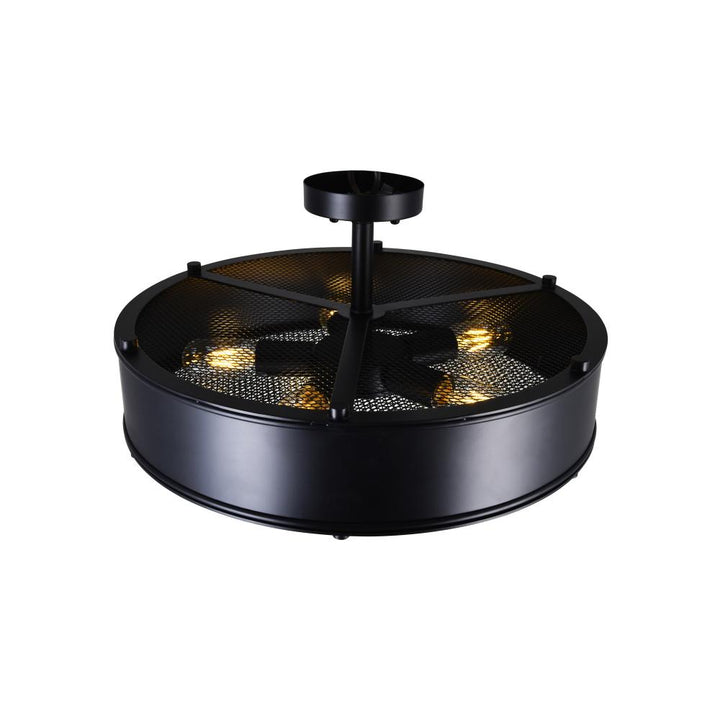 Tigris 5 Light Drum Shade Flush Mount With Black Finish