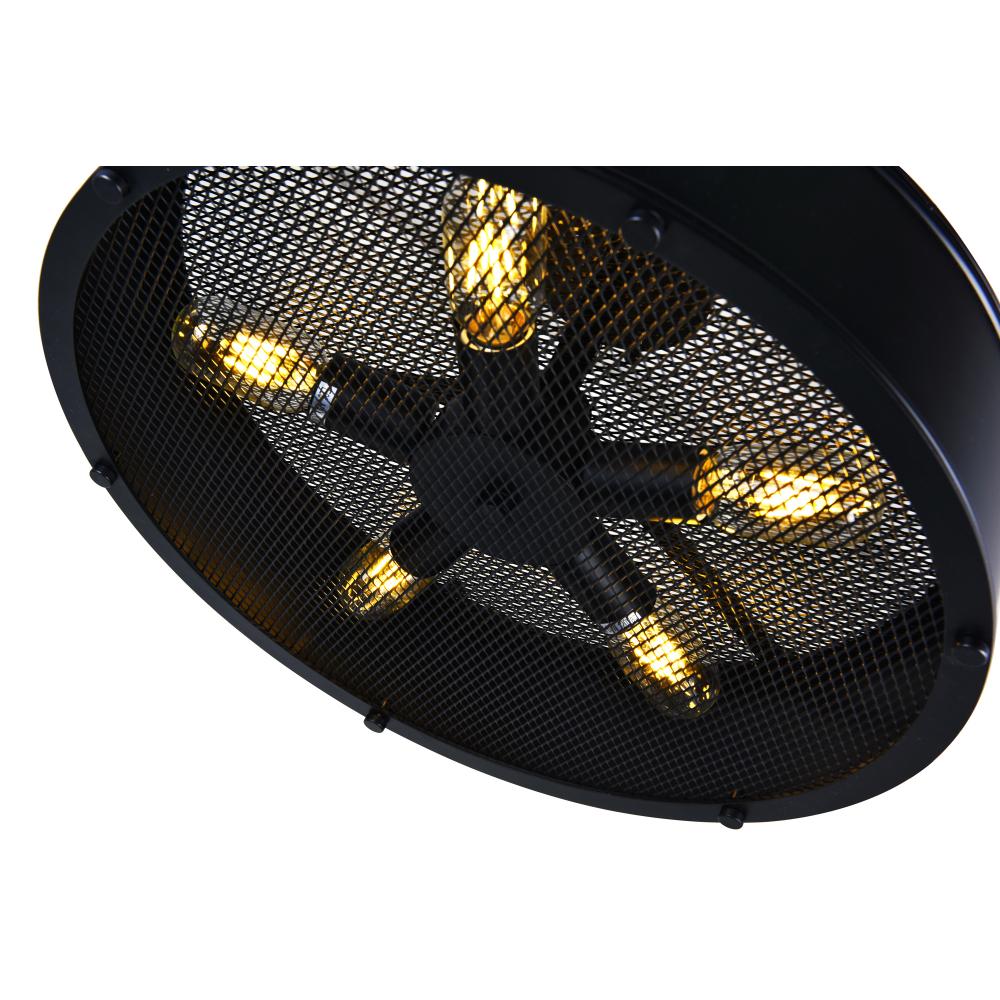 Tigris 5 Light Drum Shade Flush Mount With Black Finish