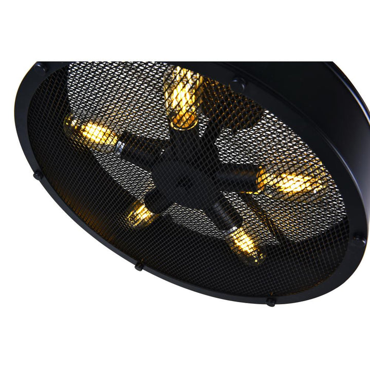 Tigris 5 Light Drum Shade Flush Mount With Black Finish