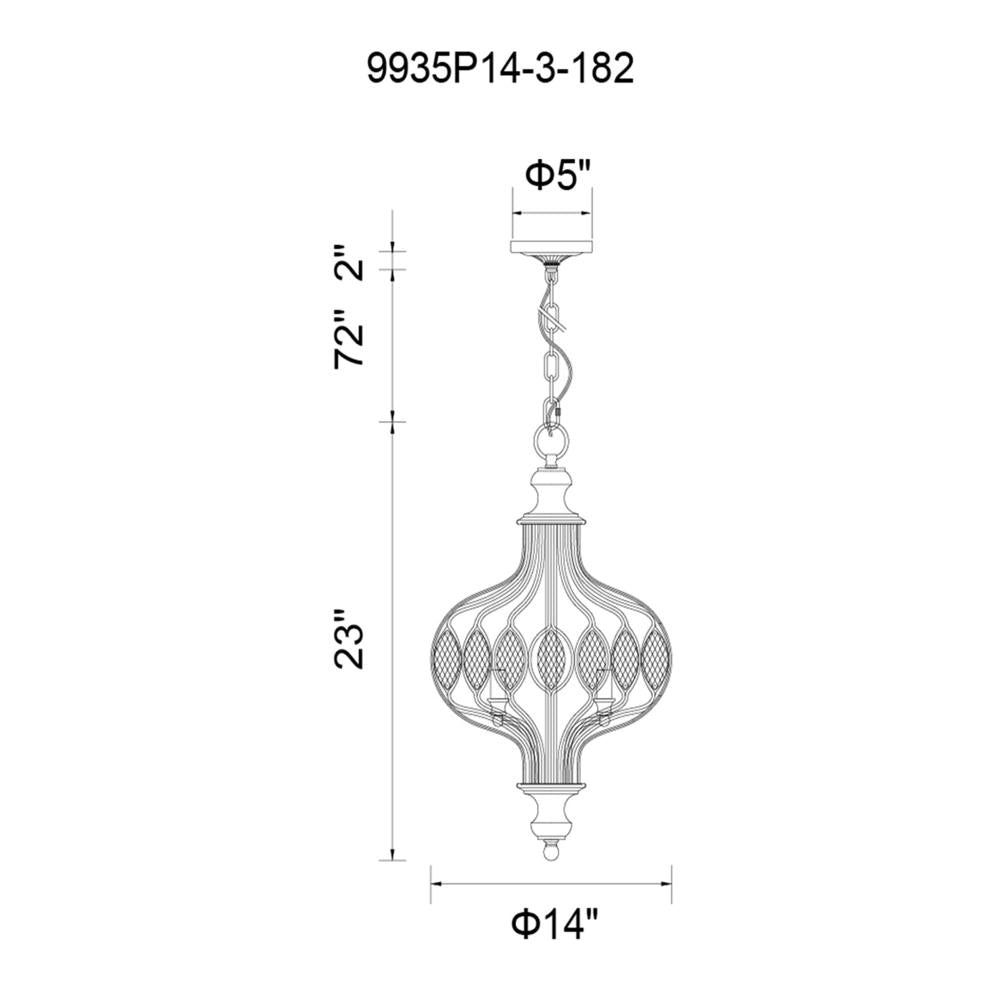 Altair 3 Light Chandelier With Antique Bronze Finish