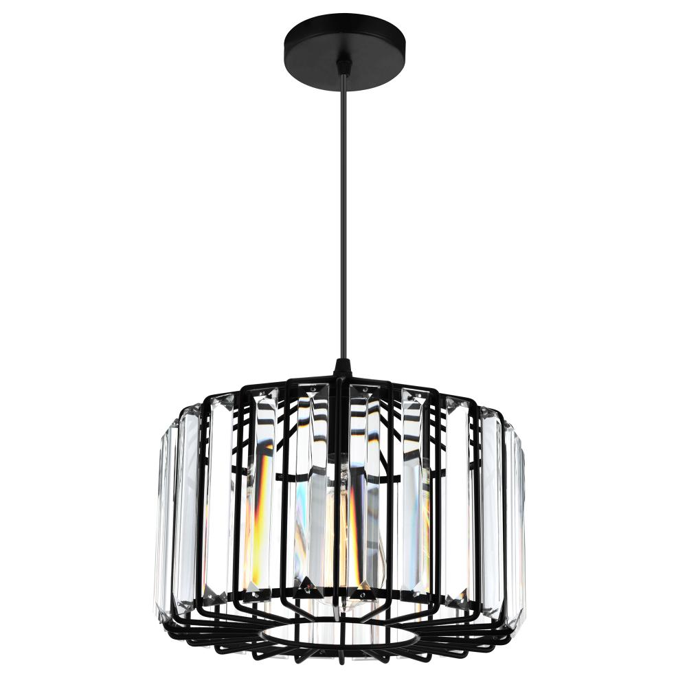 Alethia 1 Light Drum Shade Pendant With Black Finish