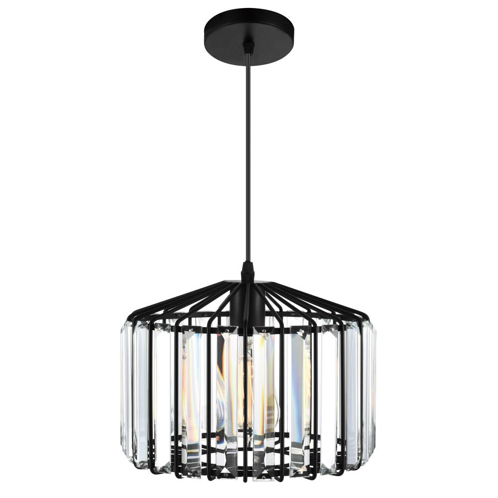 Alethia 1 Light Drum Shade Pendant With Black Finish