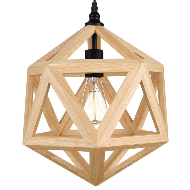 Lante 1 Light Pendant With Black & Wood Finish