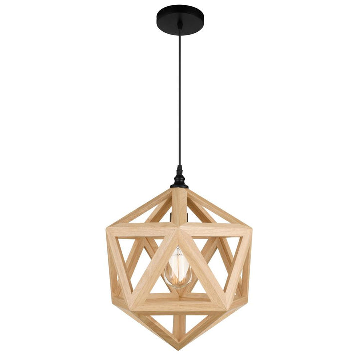 Lante 1 Light Pendant With Black & Wood Finish