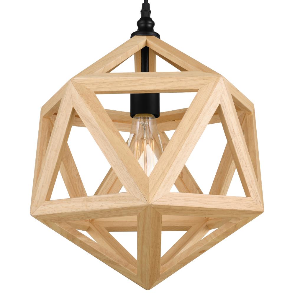 Lante 1 Light Pendant With Black & Wood Finish