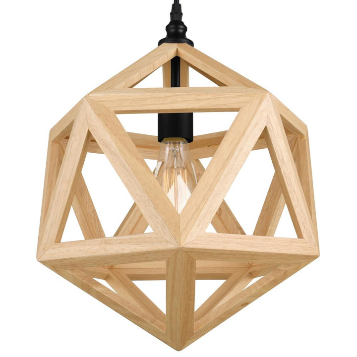 Lante 1 Light Pendant With Black & Wood Finish