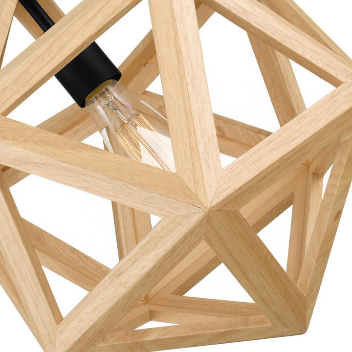 Lante 1 Light Pendant With Black & Wood Finish