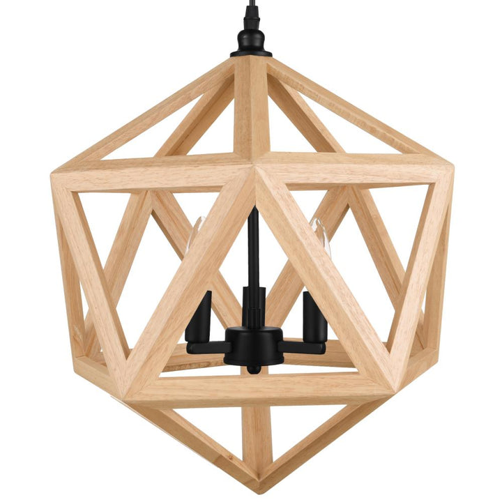 Lante 3 Light Pendant With Black & Wood Finish