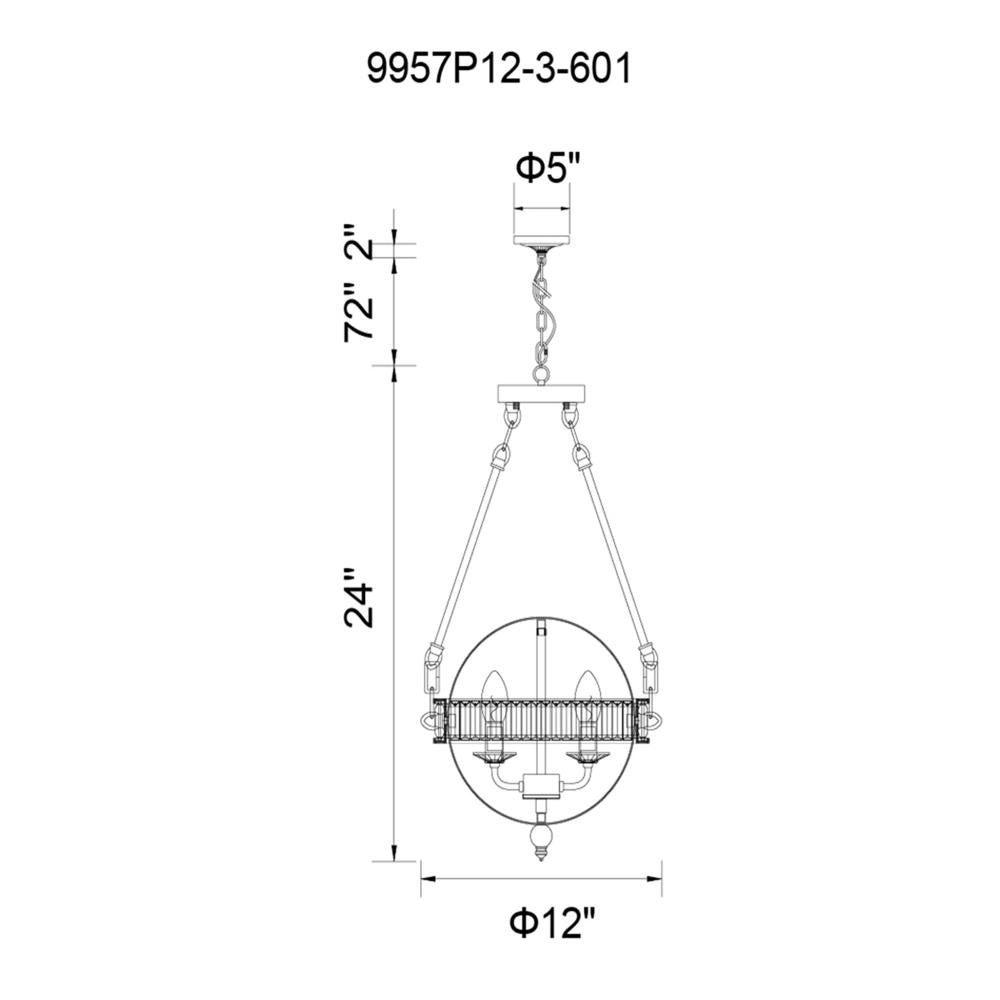 Arkansas 3 Light Mini Chandelier With Chrome Finish