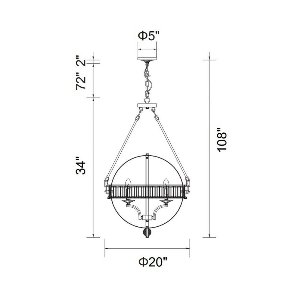 Arkansas 4 Light Chandelier With Black Finish