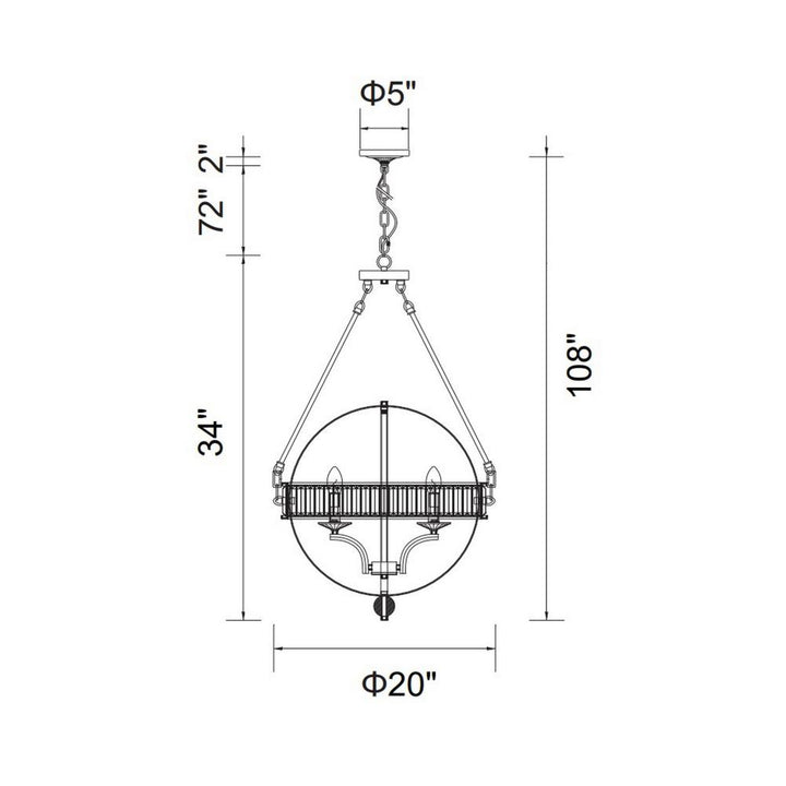 Arkansas 4 Light Chandelier With Black Finish